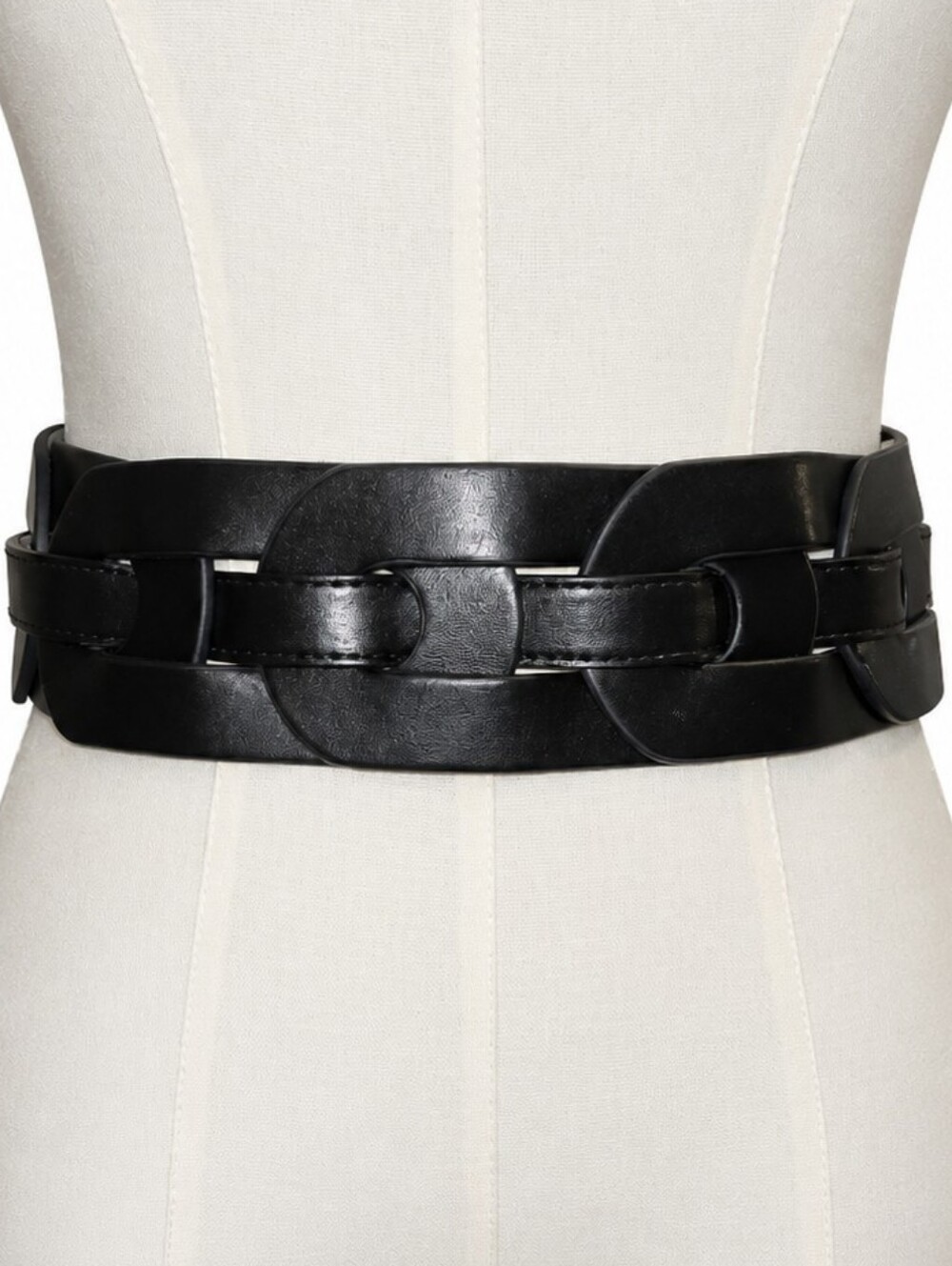 BCBGMaxAzria Black Wide Interlinked Waist Belt